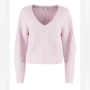 Vince cropped pink wool and cashmere V-Neck Sweater